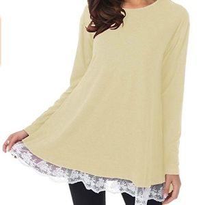 Women's Long Sleeve Lace Tunic Top with Pockets